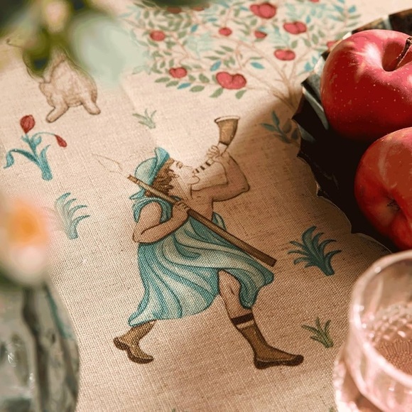 Patdrea DesignYellow French Spring Summer Tablecloth,Rustic Linen Floral Pattern - Picture 11 of 13